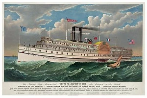 6001 GEN HISTORICAL Fall River Line Steamboat "Pilgrim" 11 x 17 poster - Picture 1 of 5