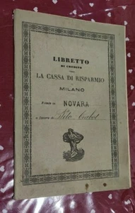 CREDIT BOOKLET SAVINGS BANK MILAN NOVARA 1922 - Picture 1 of 1