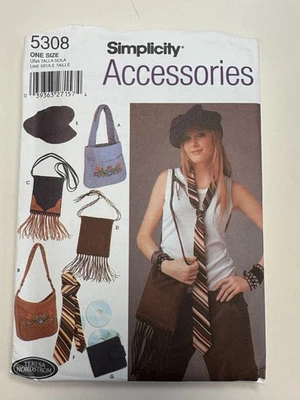 Simplicity 5308 craft sewing pattern: Necktie, purses, shoulder bags, hat - Image 1 of 2