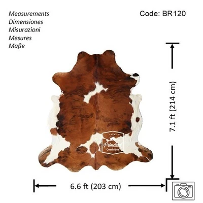 Cowhide Rug Tricolor High Quality Hair on Hide Size: Large(L)BR120 - Image 1 of 4