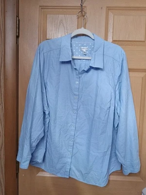 Blusa Top Croft and Barrow Mujer Talla 3xl Azul Algodón Manga 3/4 Foto 1 de 4