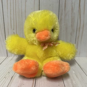 Arco de guinga amarillo naranja de felpa Pato Sol Esponjoso Vintage Gund 8 pulgadas - Imagen 1 de 10