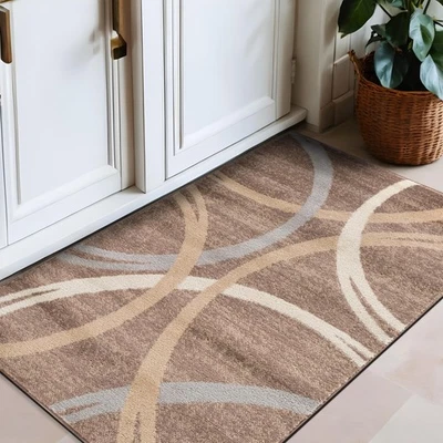 Rugshop Modern Wavy Circles Design Accent Rug, Fade-Resistant C Kitchen Foto 1 de 4