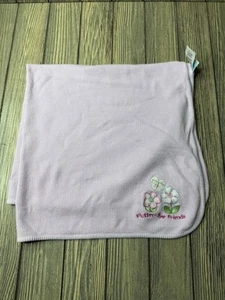 Vintage Just Born Babydecke Flutter-Bye Friends bestickt rosa Waffel - Bild 1 von 4