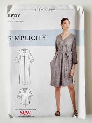 Simplicity 9139 Womens Easy to Sew Caftan Tunic Dress Sewing Pattern XXS-XXL - Image 1 of 3