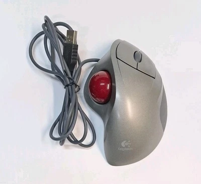 Logitech T-BB18 Trackman Wheel USB Trackball Mouse Tested Red marble - Image 1 of 4