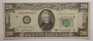 1950 Series C Twenty Dollar Bill Chicago Banknote Miscut $20 Bill Vintage - Picture 1 of 8