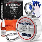 Magnetfischen Set  1400 KG 2 x 700kg  Ø135mm  Neodym Magnet mit Seil 20M & Ha...