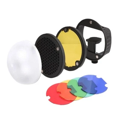 Flashing Diffuser Kit with Dome, Honeycomb Grids, Color Gels for DSLR - Image 1 of 4