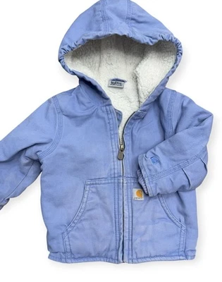Chaqueta forrada Sherpa con capucha rosa lila Carhartt para niña 12 meses Foto 1 de 4