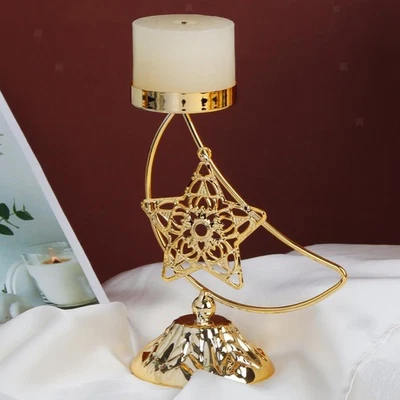 Eid Mubarak Tealight Candle Holder Party Living Room Moon Star Candle Stand - Image 1 of 4
