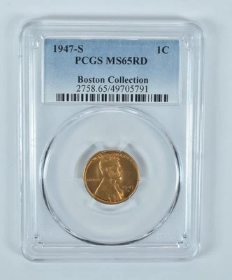 1947-S Lincoln Wheat Cent Boston Collection MS65 RD PCGS Blue Label *2912 - Image 1 of 4