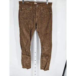 Vtg J Crew Mens Sz 28x32 Slim Leg Thick Knit Corduroy Pants Dark Tan - Picture 1 of 5