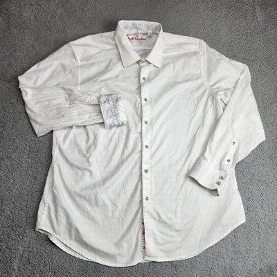 Robert Graham Shirt Men 2XL White Paisley Shadow Dress Business Flip Cuff Button - Image 1 of 4