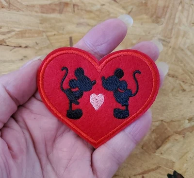 Minnie Mickey - Valentine's Day - Love - Heart - Embroidered Iron On Patch - Image 1 of 2