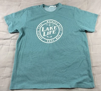 Camp David Mens Pullover Crew Neck Lake Life Graphic T Shirt Teal Size XXL - Image 1 of 4