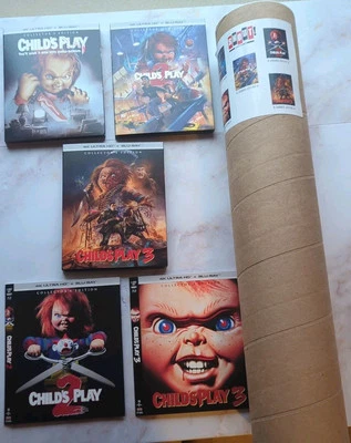 Child's Play Chucky 1-3 4K UHD Blu-ray 2 Alt Slipcovers 5 Posters Scream Factory - Bild 1 von 4