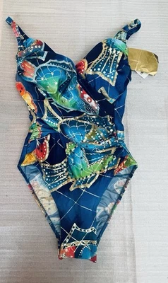 Gottex Womens One Piece Swimsuit Sz 10 Colorful Padded Cups High Cut NWT - Image 1 of 4