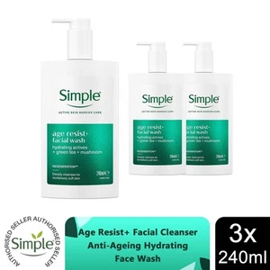 Simple Age Resist+ Facial Wash Anti-Ageing Hydrating Cleanser 240ml, 3 Pack - Picture 1 of 12