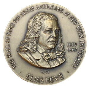 Elias Howe Hall of Fame for Great Americans Medal, 1971 by Frank Gasparro - Picture 1 of 2