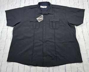 Elbeco MENS SIZE 22 TexTrop2 Short Sleeve Zip Button Front Shirt Black Z3314N - Picture 1 of 11