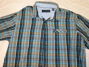 MALIBU COWBOY SS Blue Plaid Button Front Shirt 100% Cotton XXL - Picture 1 of 7