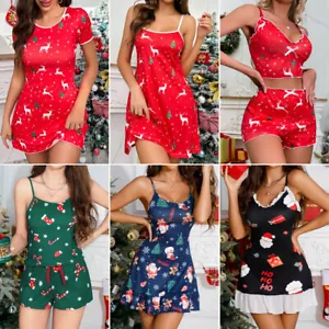Milk Silk Women's Santa Loungewear Nightshirt Christmas's Can Go Out Pajamas Set - Picture 1 of 43