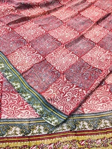 Georgette Chiffon 5 yardas Saris Estampado Seda Pura Sari Telas Recicladas PGS1695 - Imagen 1 de 9