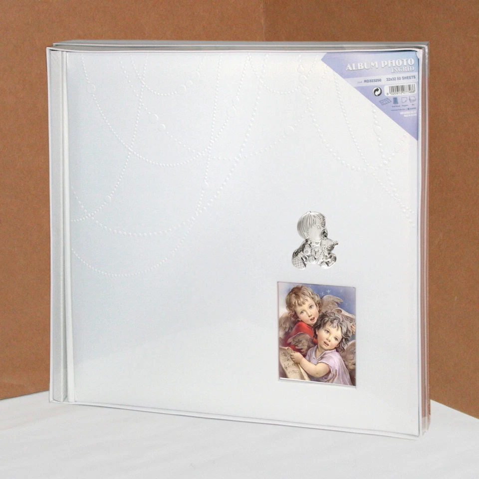 Album fotografico Battesimo targa argento 32x32 foto 50 fogli Ingrid - Immagine 1 di 1