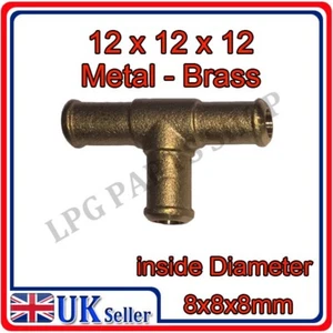 12x12x12 Metal T PIECE Air Water Fuel LPG Hose Pipe Tube Connector Joiner gas - Picture 1 of 3