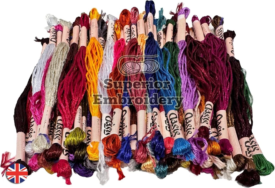 20 Embroidery Thread Large Skeins Art Silk/rayon Stranded Multi Colored Threads