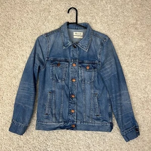 Madewell Denim Jacket Womens Medium Blue Jean Button Up Pockets Preppy Boho - Picture 1 of 10