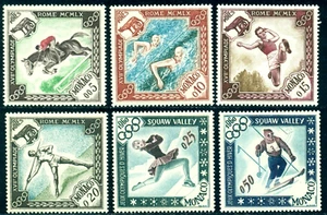 1960 Rome Summer Olympics,Riding,Skating,Swimming,Horse,Ski,Monaco,Mi.629,MNH - Picture 1 of 2