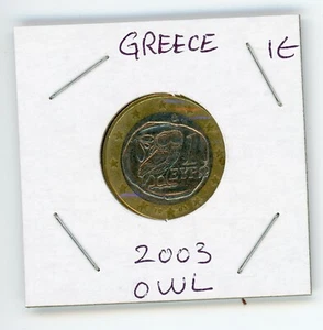 2003 1€ GREECE 1 Euro OWL Bimetallic Coin - Picture 1 of 2