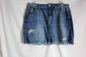 Mudd Womens Size 17 Flex Stretch Blue Distressed Denim Skirt - Picture 1 of 7