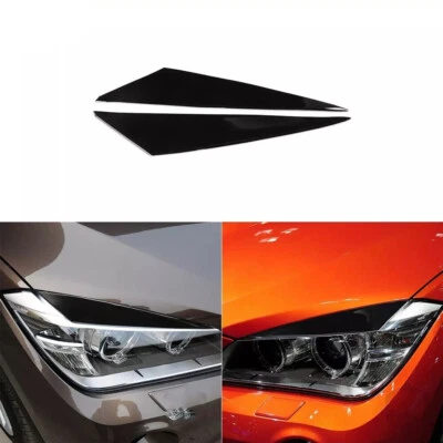 For BMW X1 E84 2009-2014 Front Headlight Eyelid Eyebrow Piano Black Molding Trim - Image 1 of 4