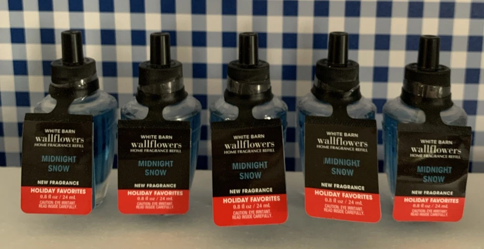 Five (5) Wallflowers ~ Bath & Body Works ~ MIDNIGHT SNOW ~ With Essential Oils - Image 1 of 1