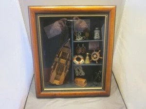 Vintage Nautical Boat Lake Life Shadow Box 14x12" - Bild 1 von 8