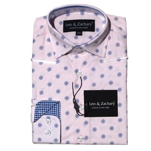 Leo & Zachary Boys Slim Fit Long Sleeve Wrinkle Free Pink Dress Shirt Size 2/3 - Picture 1 of 8