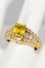 Designer $10,000 Certified No Heat Yellow Sapphire Diamond 14K Gold Band Ring 7G