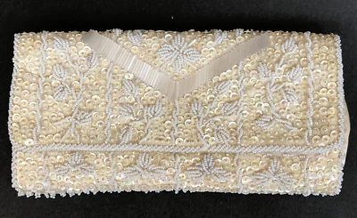 Clutch Purse 1950s 1960s Beaded Sequin Hand Made Hong in Kong Wedding Vintage - Image 1 of 4