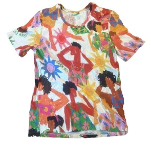 Vintage Farm Rio Graphic With People Sun Trees Cotton Blend T-Shirt Size G Large - Picture 1 of 6