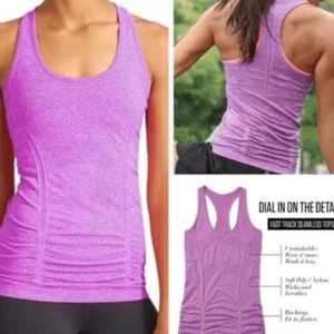 Athleta Fastest Track Seamless Tank Top Size XS Purple Fitted Ruched - Picture 1 of 13