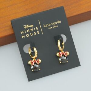 ❤️Kate Spade Minnie Mouse Leverbacks Earrings Gold -Black NEW