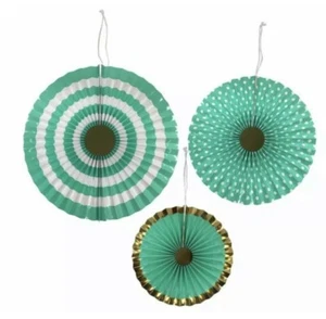 3ct Turquoise Paper Fan - Spritz Party Decoration Birthday Decoration Reusable - Picture 1 of 1