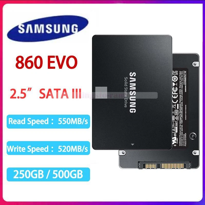 MARKENLOS Samsung 2,5 pulgadas SSD 860 EVO 500 GB 250 GB SATA III disco duro interno para portátil