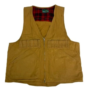 Hunting Vest Vintage Western Field Montgomery Ward Game Fowl Pouch Plaid liner - Picture 1 of 6