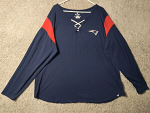 New England Patriots Shirt Womens 4X Blue Red NFL Football Athletic Majestic