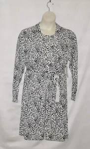 Joan Rivers Animal Print Sweater With Cardigan Layer And Tie Size 1X Black/White - Picture 1 of 2