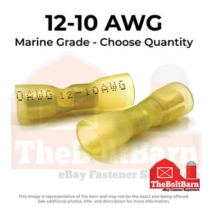 Yellow Heat Shrink Marine Female Bullet Crimp Connectors Terminals AWG 12-10 - Picture 1 of 7